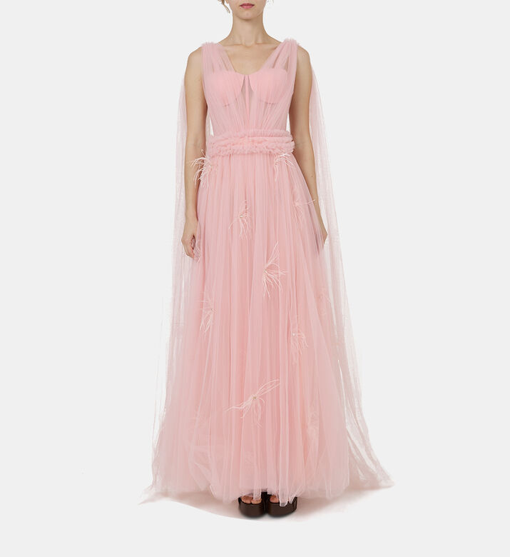 Sleeveless Tulle Skirt Maxi Dress