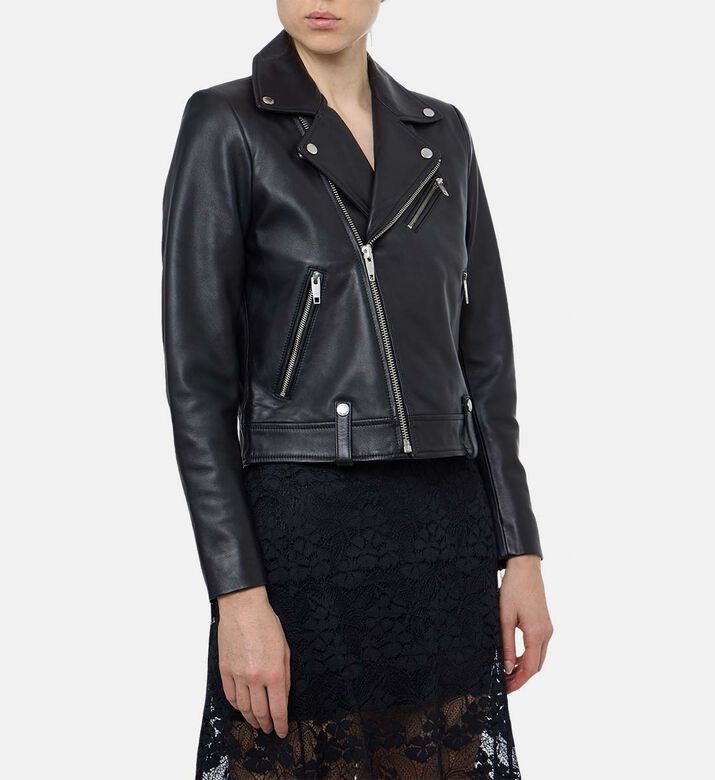 The Kooples Leather Zipped Biker Jacket, Model View