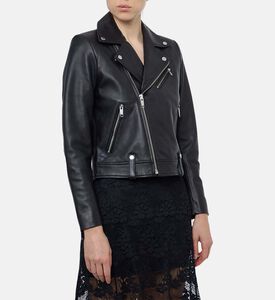 The Kooples Leather Zipped Biker Jacket, Model View The Kooples Leather Zipped Biker Jacket, Model View