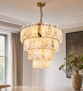 Home Deco and More Elegant 4-tier Alabaster Chandelier, Model View