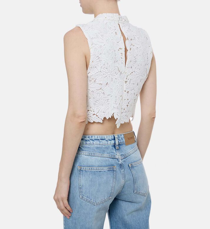 بلوزة قصيرة بدون أكمام بنقشة أزهار