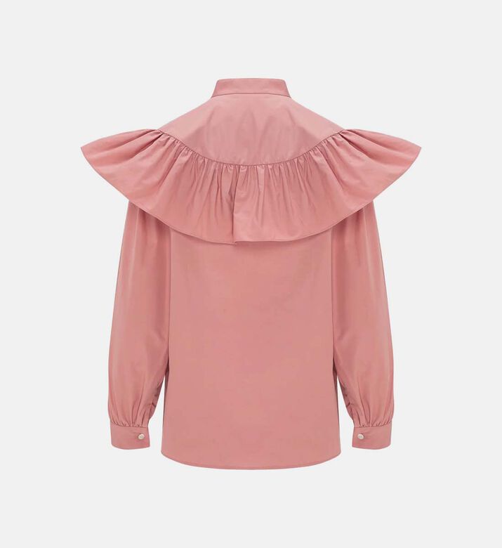 بلوزة بأكمام طويلة بياقة مكشكشة