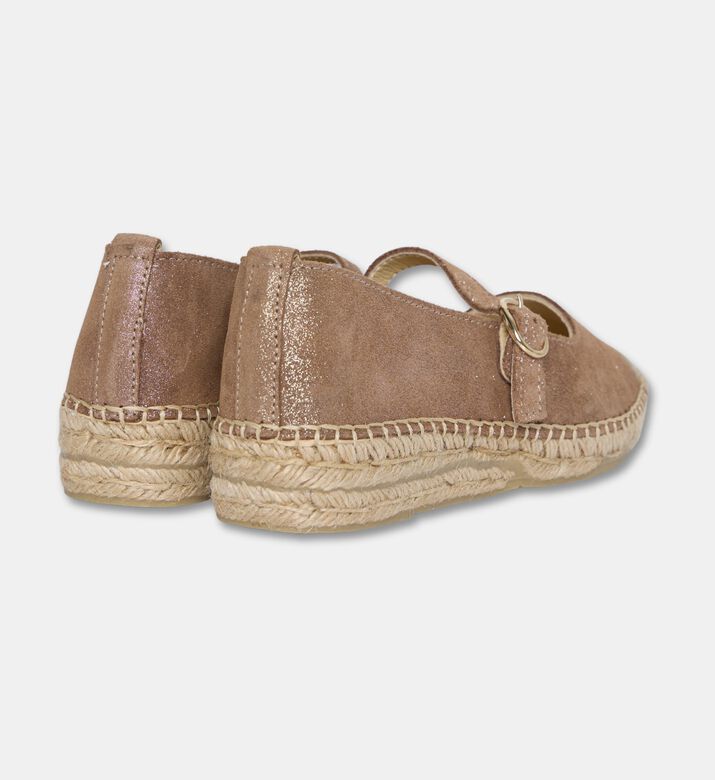 Salvi Shimmer Suede Espadrille Mary Jane Buckle Flats, Dark-brown, Eu-41, Packshot View