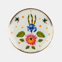 Painted Ceramic Gold Border Plate