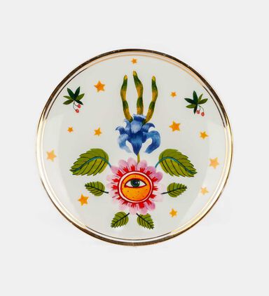 Painted Ceramic Gold Border Plate