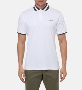 Hackett London Button Placket Short-sleeve Polo Shirt, White, L, Model View
