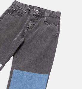 Two-tone Button Closure Denim Pants