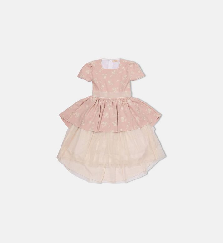 فستان واسع مزين بأزهار بياقة مربعة