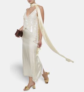 Baobab Sequin V-neck Scarf Maxi Dress, Model View