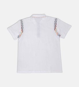 قميص بولو قصير الأكمام قطن بحواف متعرجة