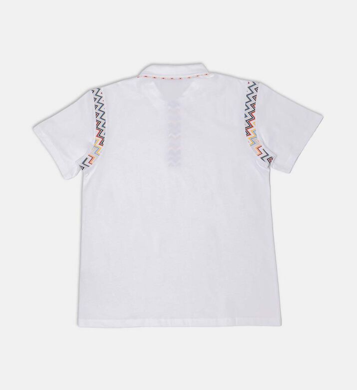 Cotton Zigzag-trim Short-sleeve Polo Shirt
