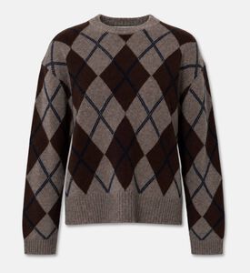 Galeries Lafayette Argyle Cashmere Sweater, Taupe, M, Packshot View