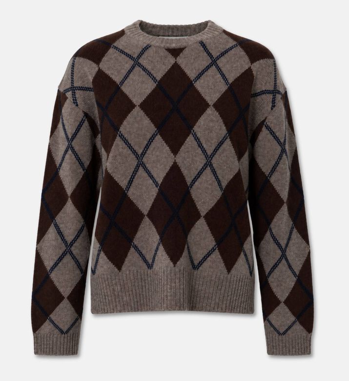 Galeries Lafayette Argyle Cashmere Sweater, Taupe, M, Packshot View