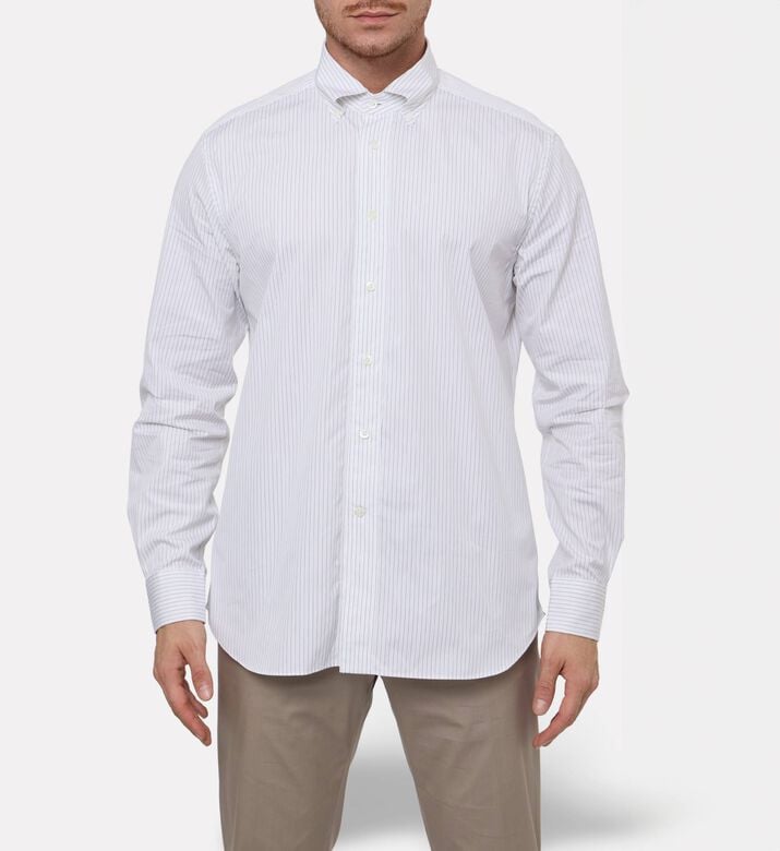 Corneliani Striped Cotton Button-down Shirt, Model View