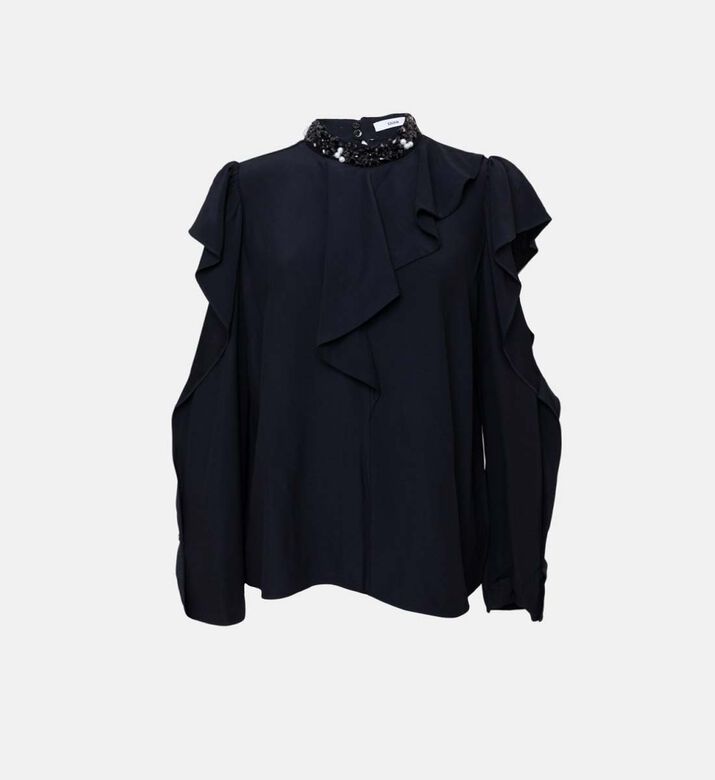 Ruffle Detail Long Sleeve Blouse