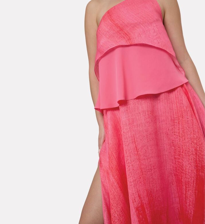 Blue For Burgundy Brushstroke A-line Midi Skirt, Model View