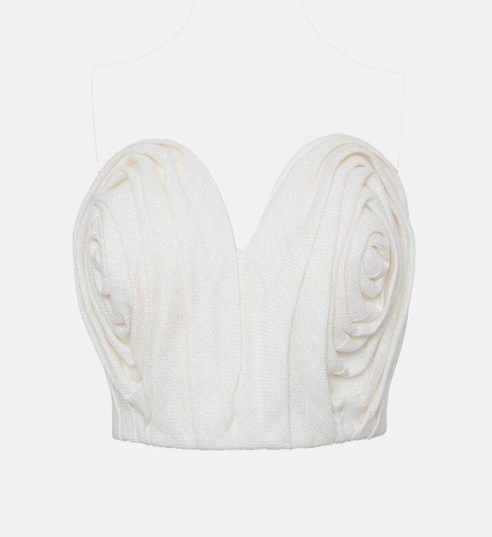 Savanna Linen Draped Corset Crop Top, Packshot View