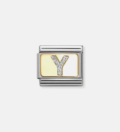 Composable Classic Link Silver Glitter Letter Y Charm