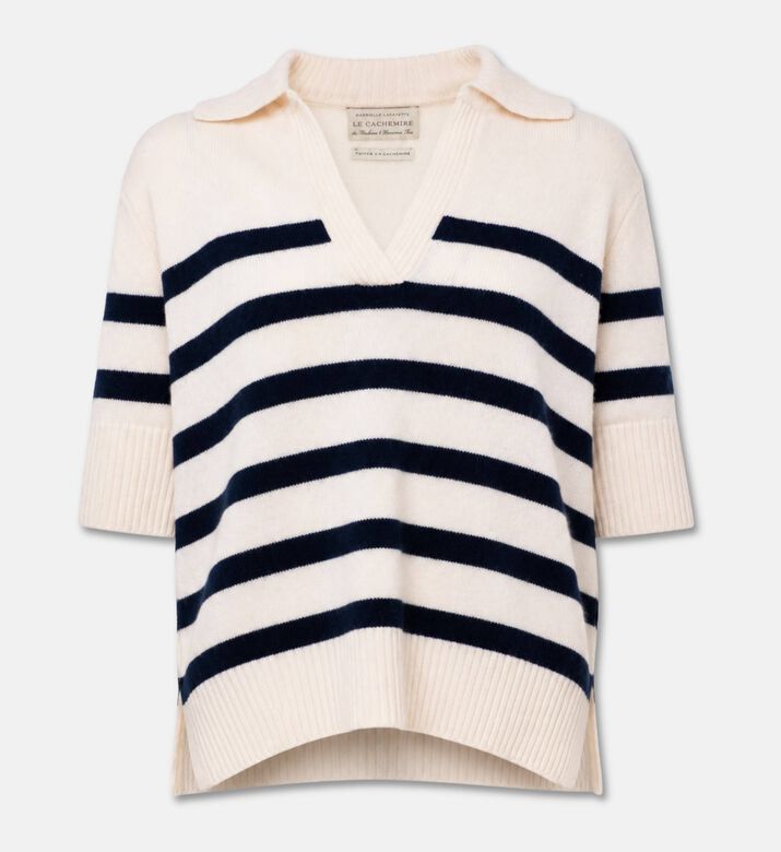 Galeries Lafayette Short-sleeve Recycled-cashmere Sweater, Packshot View