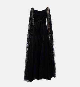 حجر الراين الترتر القوس فستان ماكسي