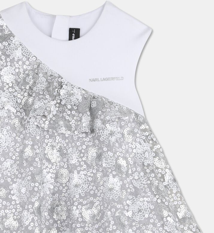 Karl Lagerfeld Sequined Flared One-shoulder Dress, Packshot View
