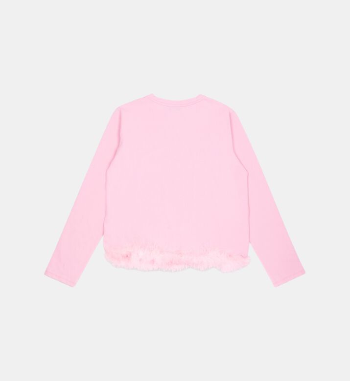 تي شيرت قطني مزين بالريش