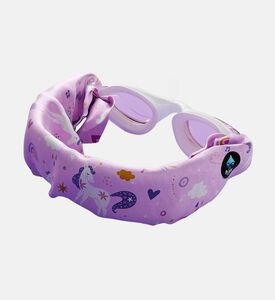 نظارة سباحة بيضاء للأطفال بشريط ناعم مزينة بأحادي القرن السحري