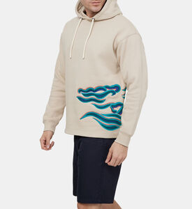 هودي قطن مطرز بموجة