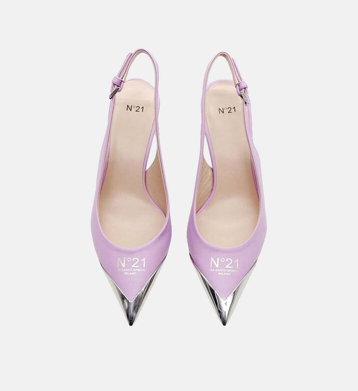 Leather Logo-print Mid-heel Pumps