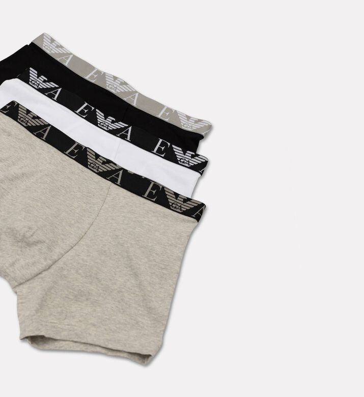 Emporio Armani Logo Elastic Waistband 3-pack Boxers Set, Grey, Xxl, Packshot View