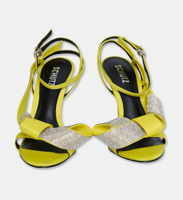 Schutz Crystal Embellishment Bow Mid Heels, Yellow, Eu-38, Packshot View