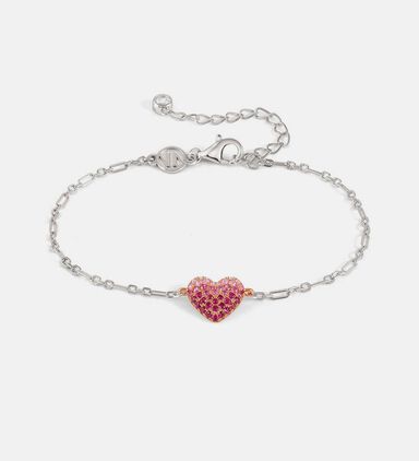 Crysalis Bi-tone Cubic Zirconia Heart Charm Bracelet