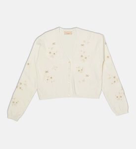 La Mia Bambina Floral Embroidered V-neck Cardigan, Packshot View