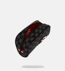 حقيبة أقلام رصاص دريب بنقشة مربعات وفم قرش