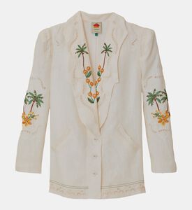 Coconut Tree Macaw Embroidered Richelieu Blazer