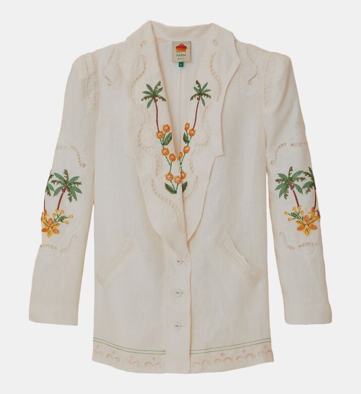 Coconut Tree Macaw Embroidered Richelieu Blazer