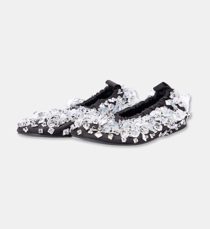 Anouki Crystal-embellished Ballet Flats, Black, Eu-40, Packshot View