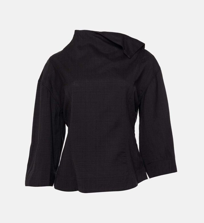 بلوزة فيغاري قطن بياقة عالية