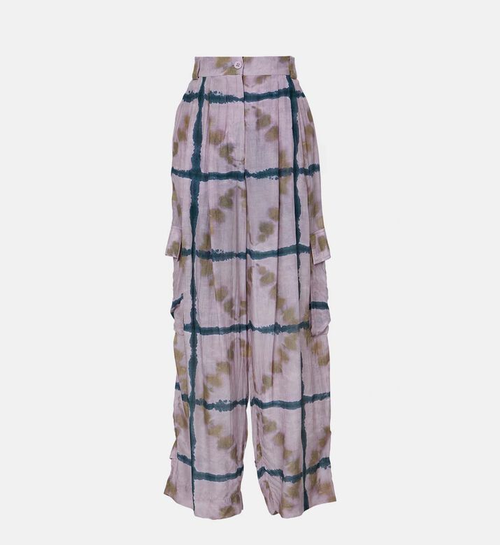 Plaid Wide-leg Cargo Pants
