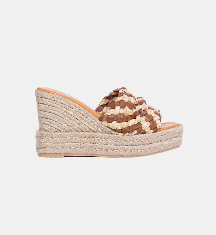 Open-toe Leather Wedge Sandals