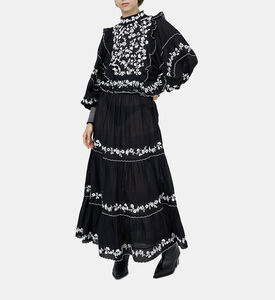 Embroidered Ruffled Maxi Skirt