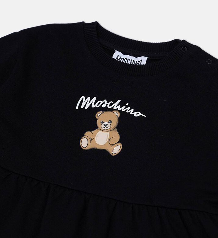 Teddy Bear-print Logo-print Long-sleeve Dress Teddy Bear-print Logo-print Long-sleeve Dress