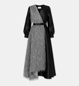Poca and Poca Asymmetric Feather-detail Maxi Dress, Packshot View