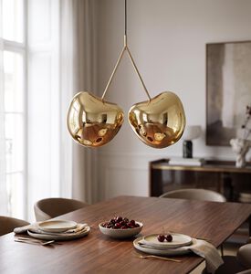 Qeeboo Cherry Thermoplastic Pendant Lamp, Gold, 62.5x61.3-cm, Packshot View