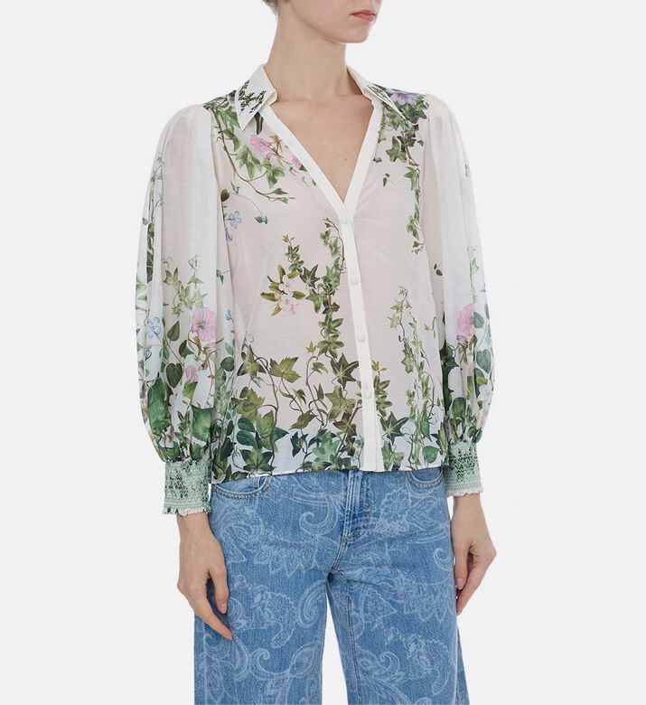Floral Puff Long-sleeve Blouse