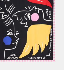 Galeries Lafayette Graphic Check Silk Scarf, Black, Fs, Packshot View