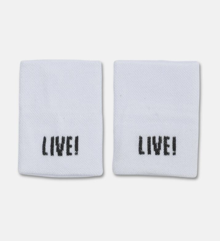 LIVE! Unisex Long Wristband, White, Packshot View