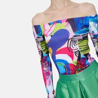 Off-shoulder Printed Bodysuit