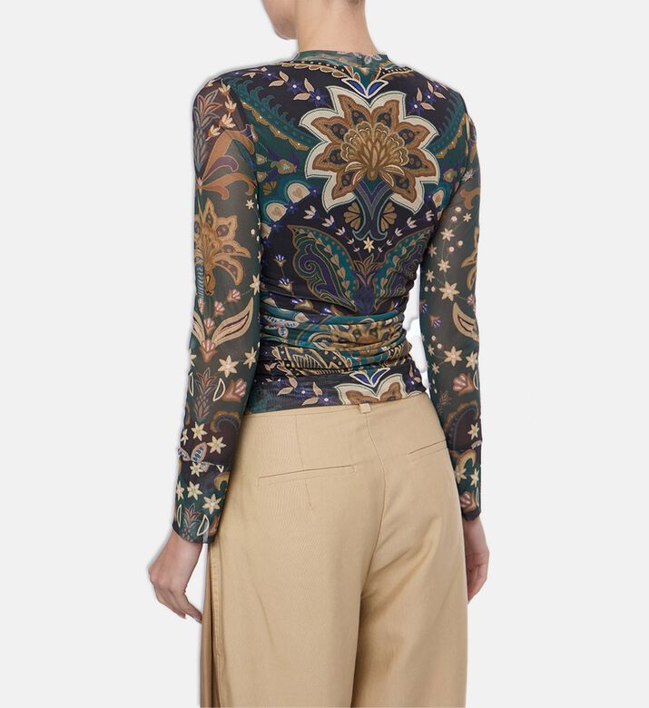 Farm Rio Paisley-print Long-sleeve Top, Model View