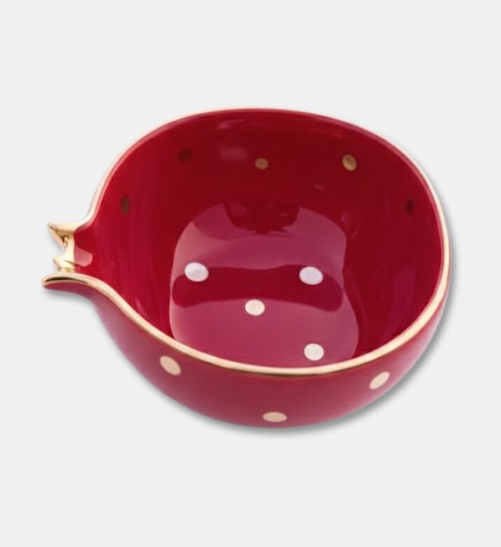 Tohfa Luxe Half Pomegranate 22k Gold-plating Bowl, Red, Packshot View